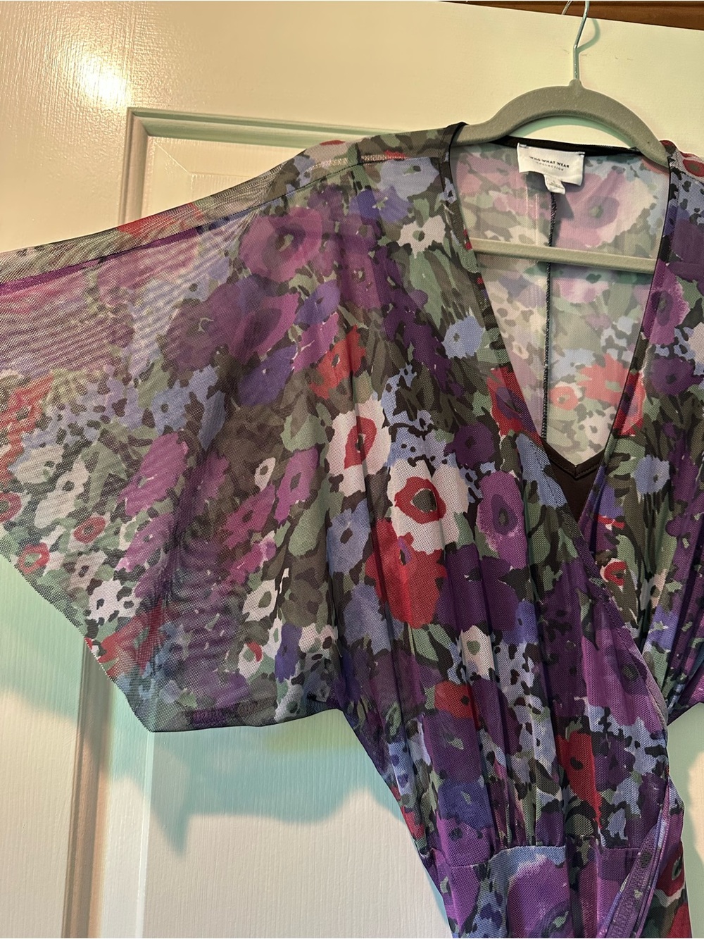 Who What Wear Purple Floral Wrap Dress